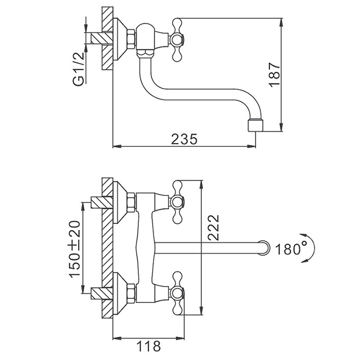 F4608 Смеситель д/кухни настен  FRAP 1/10